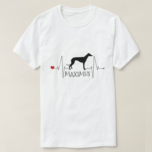 Personalisierter Greyhound Whippet Liebe Hund Herz T-Shirt (Design vorne)