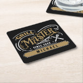 Personalisierter Grillmeister Rechteckiger Pappuntersetzer (angewinkelt)