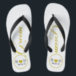 Personalisierter Groom (Gold) Badesandalen<br><div class="desc">Spaß,  maßgeschneiderte Hochzeitskippen</div>
