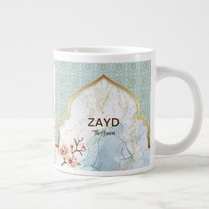 Personalisierter Groom-Kaffeebecher – Hellblau und Jumbo-Tasse