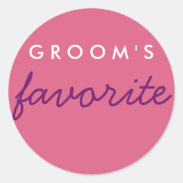 Personalisierter Groom-Lieblings-Rosa Lila Runder Aufkleber