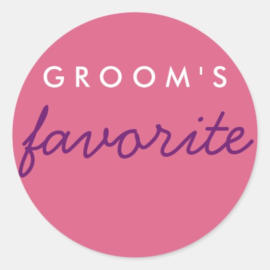 Personalisierter Groom-Lieblings-Rosa Lila Runder Aufkleber (Vorderseite)