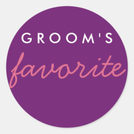 Personalisierter Groom-Lieblings-Rosa Lila Runder Aufkleber
