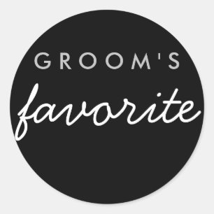 Personalisierter Groom-Sticker Schwarz-Silber Runder Aufkleber
