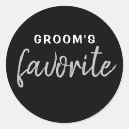Personalisierter Groom-Sticker Schwarz-Silber Runder Aufkleber