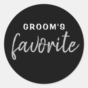 Personalisierter Groom-Sticker Schwarz-Silber Runder Aufkleber