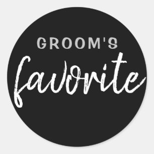 Personalisierter Groom-Sticker Schwarz-Silber Runder Aufkleber