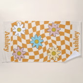 Personalisierter Groovy Retro Name Strandtuch (Vorderseite)