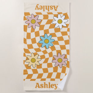 Personalisierter Groovy Retro Name Strandtuch
