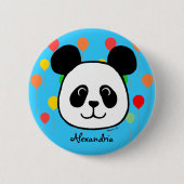 Personalisierter großer Gesichts-Panda-Cartoon Button (Vorderseite)