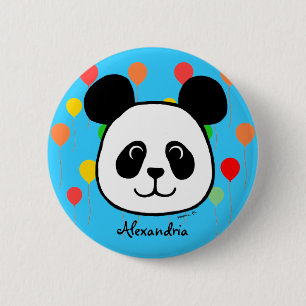 Personalisierter großer Gesichts-Panda-Cartoon Button