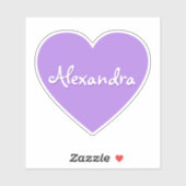 Personalisierter großer Lila Herzname Aufkleber (Blatt)