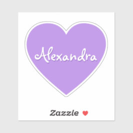Personalisierter großer Lila Herzname Aufkleber