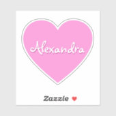 Personalisierter großer rosa Herzname Aufkleber (Blatt)