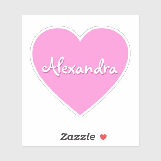 Personalisierter großer rosa Herzname Aufkleber (Blatt)