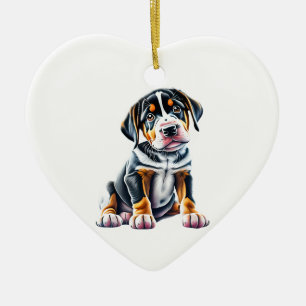 Personalisierter Großschweizer Hundewelpen Keramik Ornament
