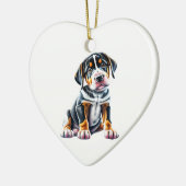 Personalisierter Großschweizer Hundewelpen Keramik Ornament (Links)