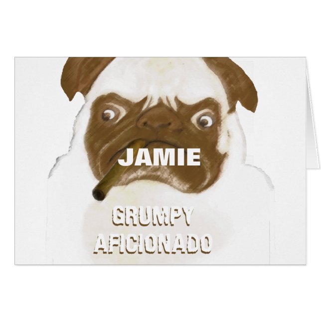 Personalisierter Grumpy AFICIONADO Mops Rauchen Zi (Vorderseite (Horizontal))