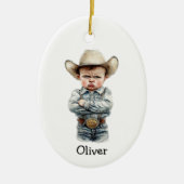 Personalisierter Grumpy Cowboy im Denim Outfit Keramik Ornament (Vorne)
