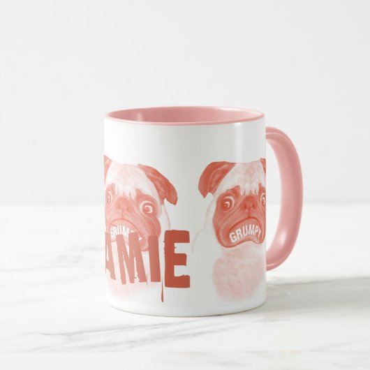 Personalisierter Grumpy-Mops Tasse (VorderseiteRechts)