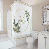 Personalisierter, grün, goldfarbener Kaminduschvor Duschvorhang (Beispiel)