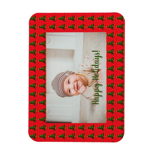 Personalisierter Grün-Roter Weihnachtsbaum Magnet (Vertikal)