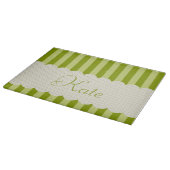 Personalisierter Grün-Streifen-Polka-Punkt-Entwurf Schneidebrett (Ecke)