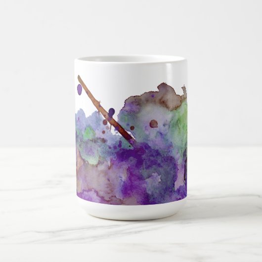 Personalisierter grün und Lila Aquarell Spritzer 2 Kaffeetasse (Mittel)