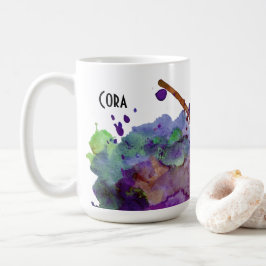 Personalisierter grün und Lila Aquarell Spritzer 2 Kaffeetasse