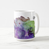Personalisierter grün und Lila Aquarell Spritzer 2 Kaffeetasse (VorderseiteRechts)
