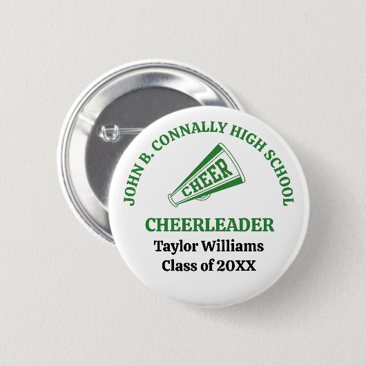 Personalisierter Gründer High School Cheerleader Button (Vorne & Hinten)