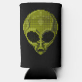 Personalisierter grüner Alien-Kopf  Selters Dosenkühler (Rückseite)