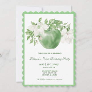 Personalisierter Grüner Apfel Geburtstag Einladung