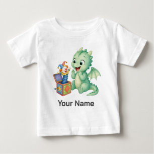 Personalisierter grüner Babydrache Jack in the Box Baby T-shirt
