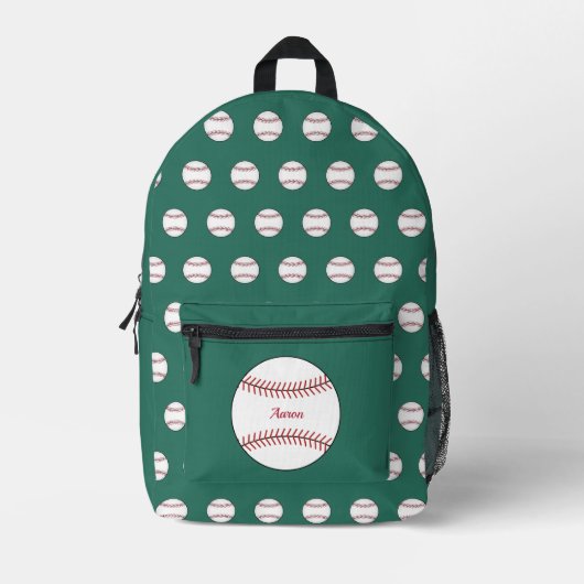 Personalisierter grüner Baseball-Rucksack Bedruckter Rucksack (Vorderseite)