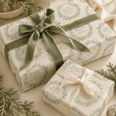 Personalisierter grüner botanischer Weihnachtskran Geschenkpapier