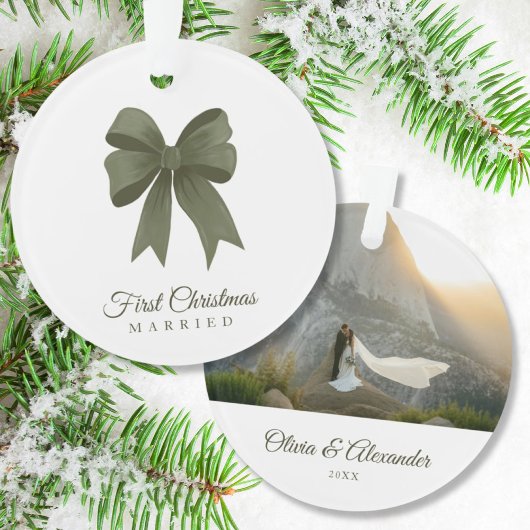 Personalisierter grüner Bow 1. Weihnachtsgeschenk Ornament