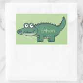 Personalisierter Grüner Cartoon Alligator Rechteckiger Aufkleber (Tasche)
