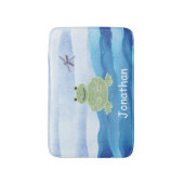 Personalisierter Grüner Frosch mit Libelle für Kin Badematte (Vorderseite Vertikal)