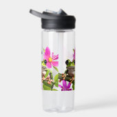 Personalisierter grüner Frosch umgeben von rosa Bl Trinkflasche (Rechts)