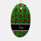 Personalisierter grüner Glitternamensmarienkäfer Keramikornament (Rechts)