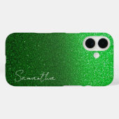 Personalisierter grüner Glitzer Case-Mate iPhone Hülle (Rückseite (Horizontal))