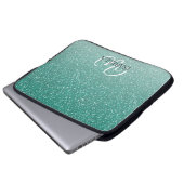Personalisierter grüner Glitzer Ombre Name Monogra Laptopschutzhülle (Vorne Knopf)
