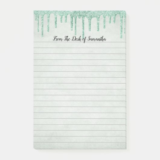 Personalisierter grüner Glitzer Post-it Klebezettel (Vorderseite)