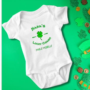 Personalisierter grüner Glücksbringer zum St. Patr Baby Strampler