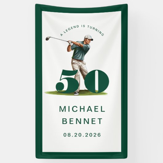 Personalisierter grüner Golf 50. Geburtstag Banner (Vertikal)