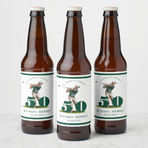 Personalisierter grüner Golf 50. Geburtstag Bierflaschenetikett