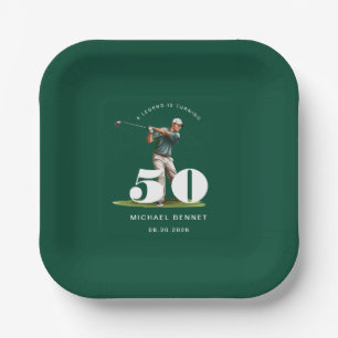 Personalisierter grüner Golf 50. Geburtstag Pappteller