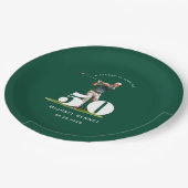 Personalisierter grüner Golf 50. Geburtstag Pappteller (Schrägansicht)