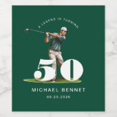Personalisierter grüner Golf 50. Geburtstag Weinetikett (Einzelnes Label)
